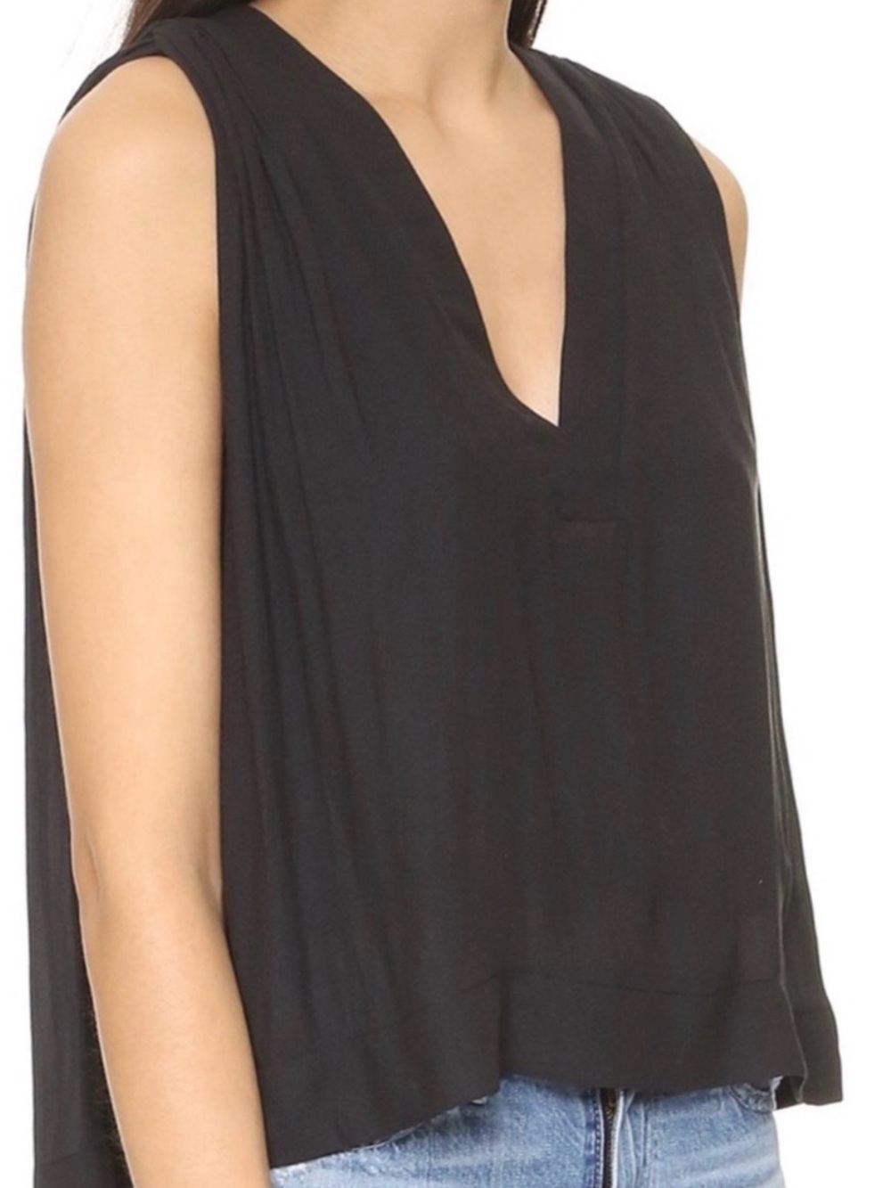 Free People Darcy Black Sleeveless V-Neck Lined Blouse